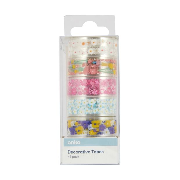 5 Pack Decorative Tapes, Floral - Anko