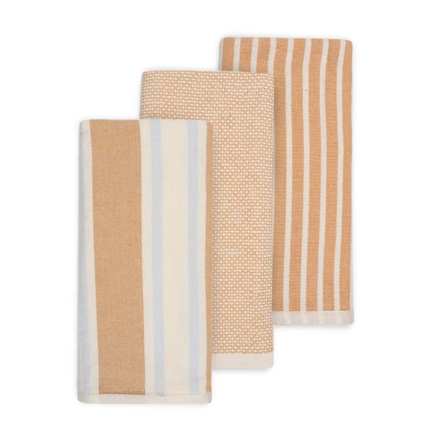 3 Pack Natural Stripe Tea Towels - Anko