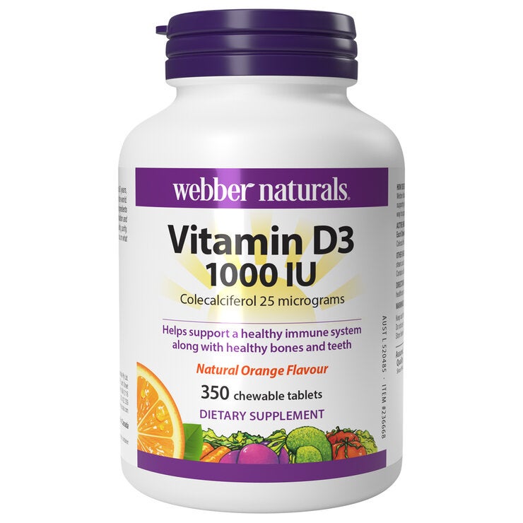 Webber Naturals Chewable Vitamin D3 1000IU 350 Tablets