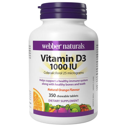 Webber Naturals Chewable Vitamin D3 1000IU 350 Tablets