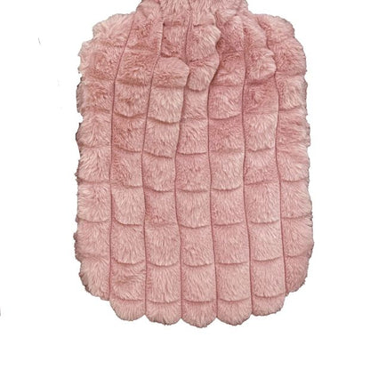 Hot Water Bottle with Pink Grid Plush Cover,- 2L - OXX Essentials