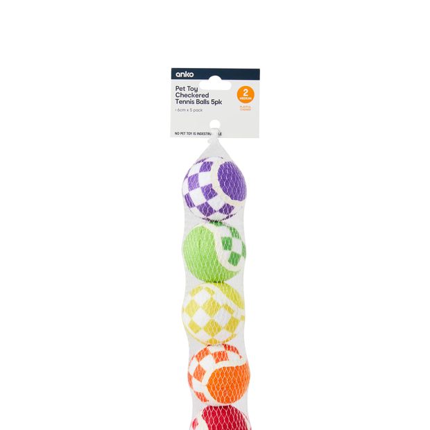 5 Pack Pet Toy Checkered Balls - Anko