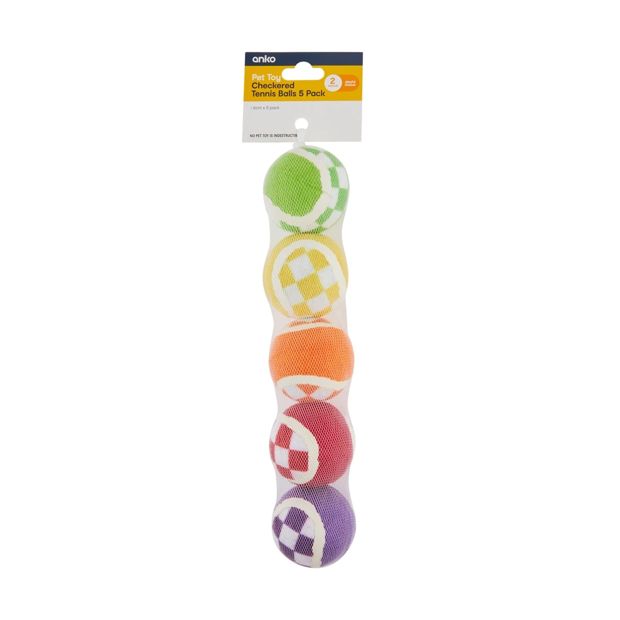 5 Pack Pet Toy Checkered Balls - Anko