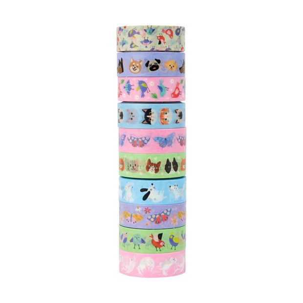 10 Pack Washi Tapes, Cute Animals - Anko