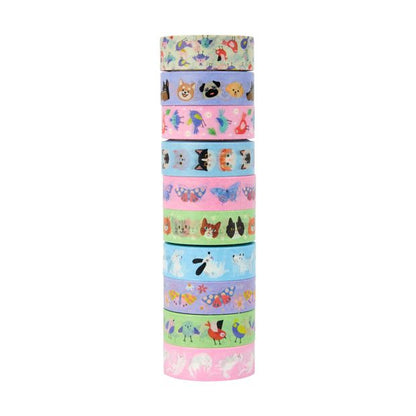 10 Pack Washi Tapes, Cute Animals - Anko