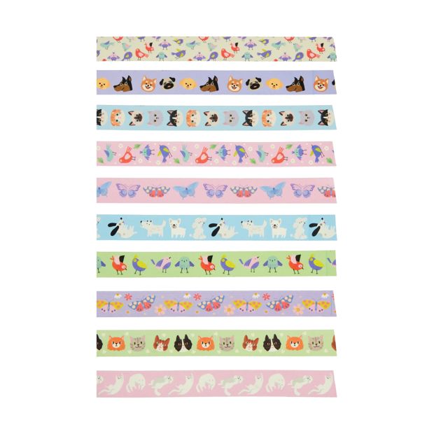 10 Pack Washi Tapes, Cute Animals - Anko