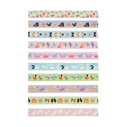10 Pack Washi Tapes, Cute Animals - Anko