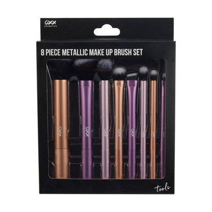 8 Piece Metallic Makeup Brush Set - OXX Cosmetics