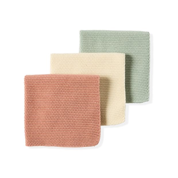 Pack of 3 Knitted Dish Cloths - Anko