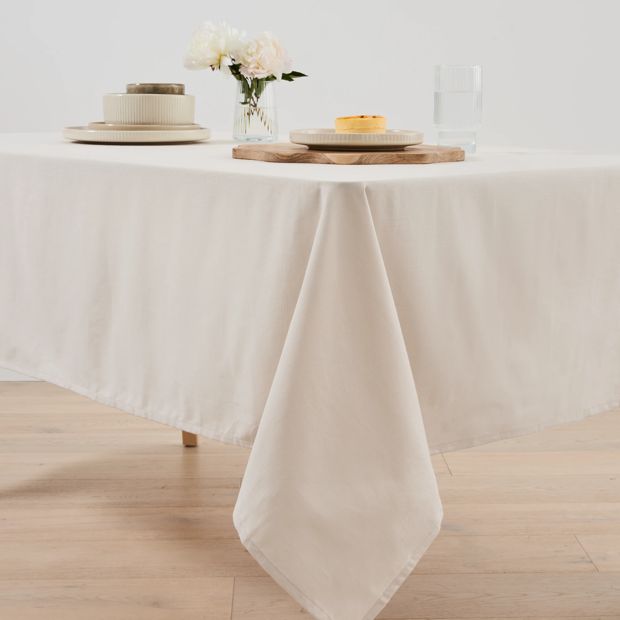 Sand Extra Large Linen Look Tablecloth - Anko