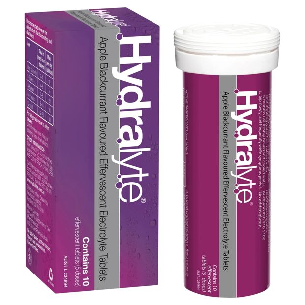 10 Pack Hydralyte Apple Blackcurrant Flavoured Effervescent Electrolyte Tablets