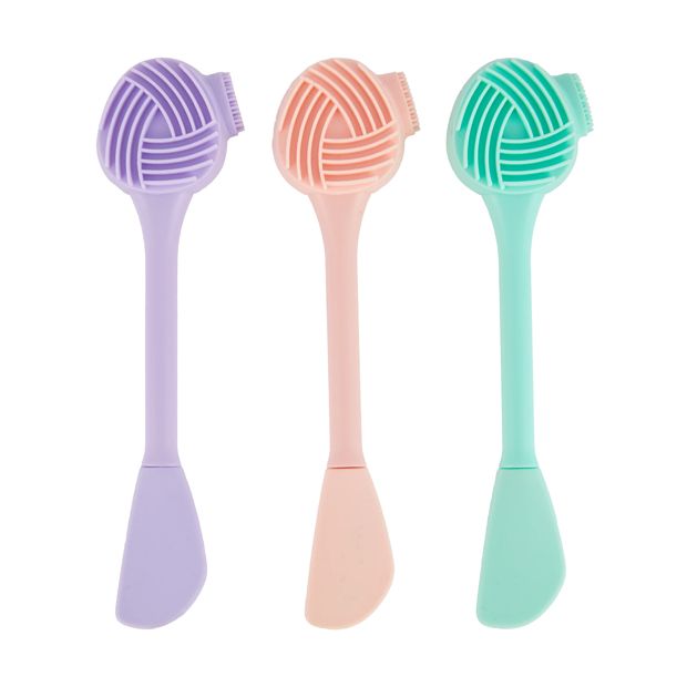 3 Pack Silicone Face Brushes, Pink, Lilac and Mint - OXX Skincare