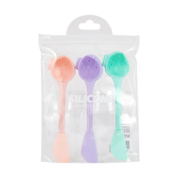 3 Pack Silicone Face Brushes, Pink, Lilac and Mint - OXX Skincare