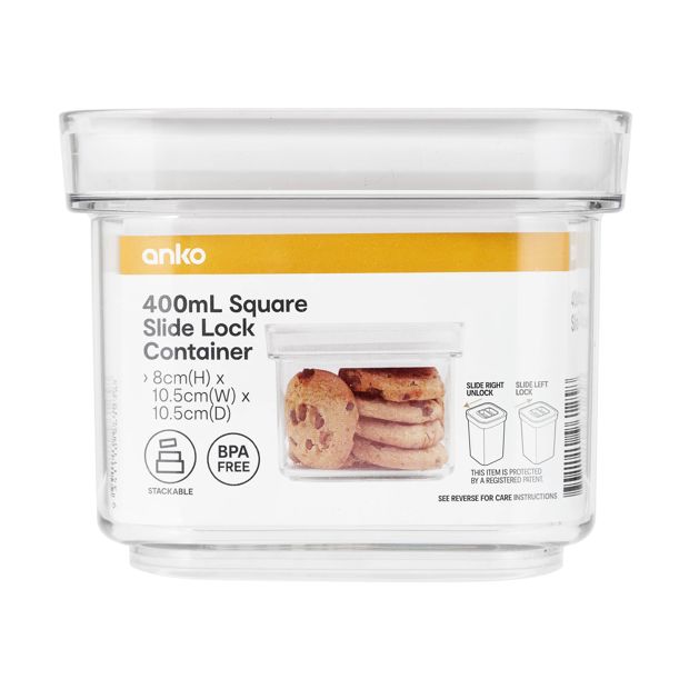 400ml Square Slide Lock Container - Anko