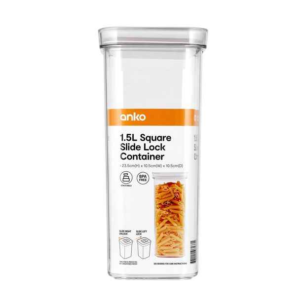 1.5L Square Slide Lock Container - Anko