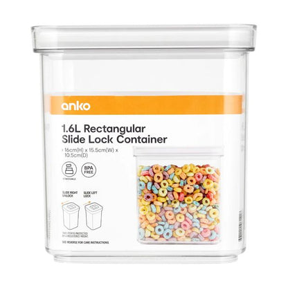 1.6L Rectangular Slide Lock Container - Anko