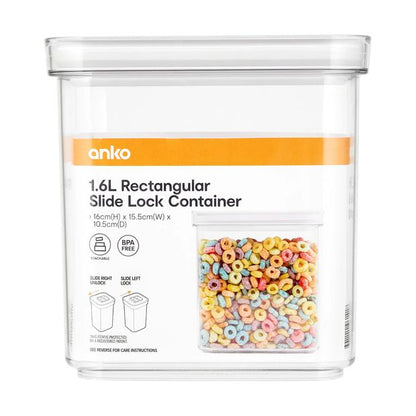 1.6L Rectangular Slide Lock Container - Anko