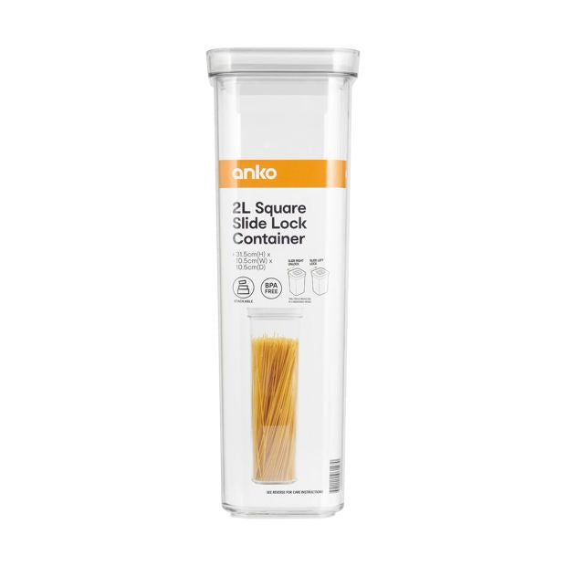 2L Square Slide Lock Container - Anko