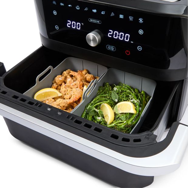 2 Pack Silicone Rectangle Air Fryer Trays, Grey - Anko