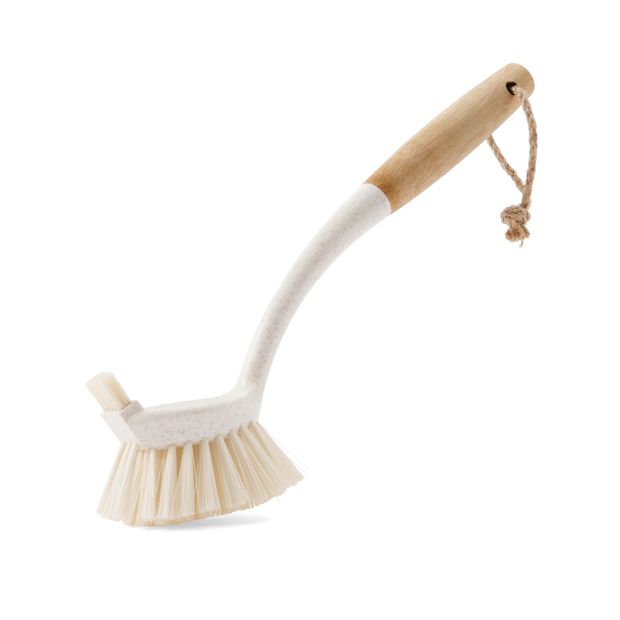Bamboo Handle Scrubbing Brush, White - Anko