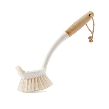 Bamboo Handle Scrubbing Brush, White - Anko