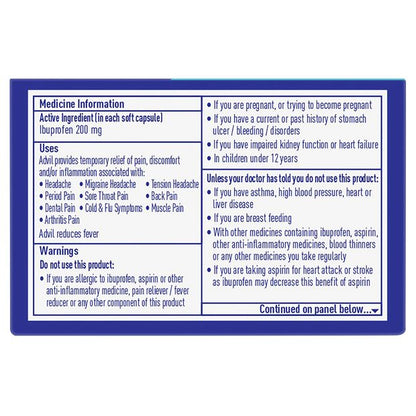 20 pack Advil Ibuprofen 200 mg Minis Liquid Capsules