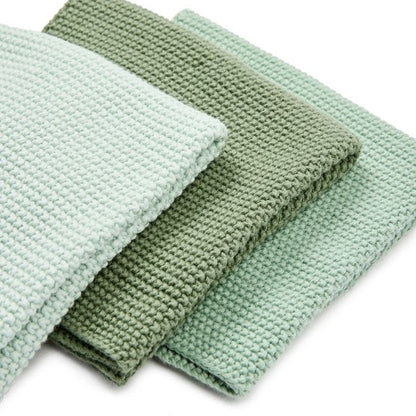 Pack of 3 Knitted Dish Cloths, Green - Anko