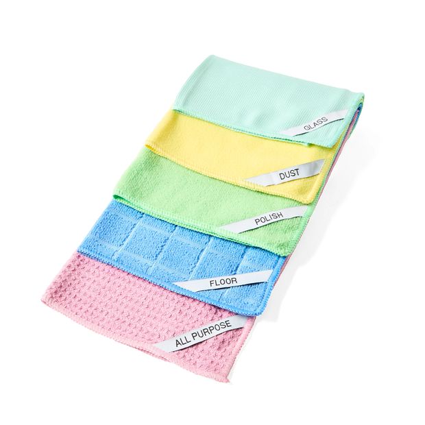 5 Pack Microfibre Cleaning Cloths, Bright - Anko