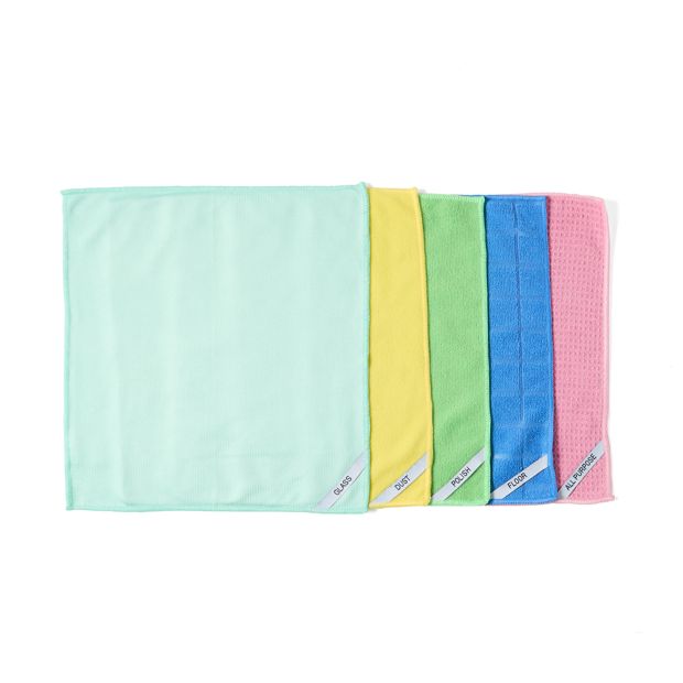 5 Pack Microfibre Cleaning Cloths, Bright - Anko