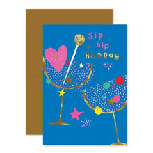 Birthday Card - Sip Sip Hooray Design