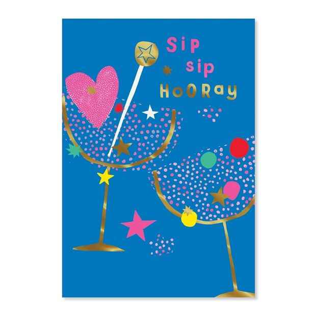 Birthday Card - Sip Sip Hooray Design