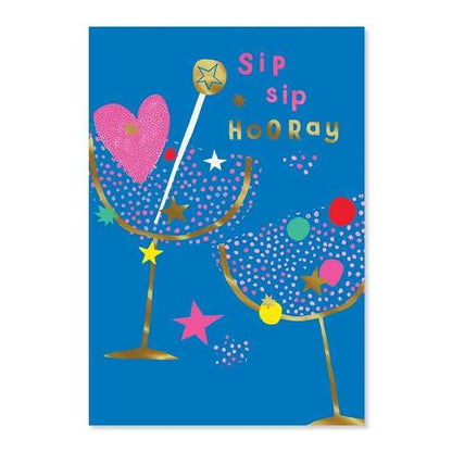 Birthday Card - Sip Sip Hooray Design