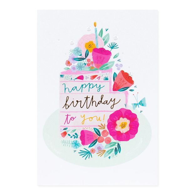 Connections from Hallmark Birthday Card - Flower Cake Slice