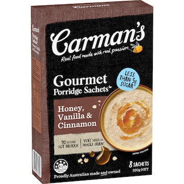 Carman's Porridge Sachets Honey Vanilla & Cinnamon 8 pack