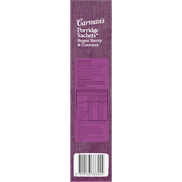Carman's Porridge Sachets Super Berry & Coconut 8 pack