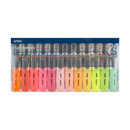 24 Pack Highlighters, Neon and Pastel - Anko
