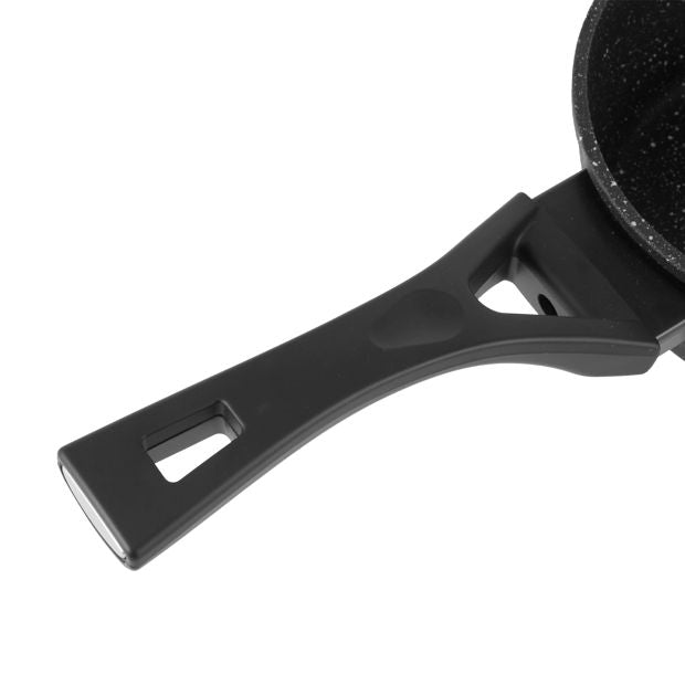 16cm Stone Blast Heavy Gauge Saucepan, Black - Anko