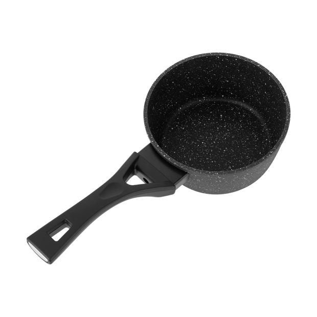 16cm Stone Blast Heavy Gauge Saucepan, Black - Anko