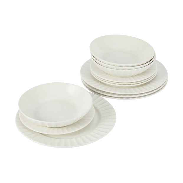 Rim Embossed 12 Piece Dinner Set - Anko