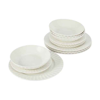 Rim Embossed 12 Piece Dinner Set - Anko