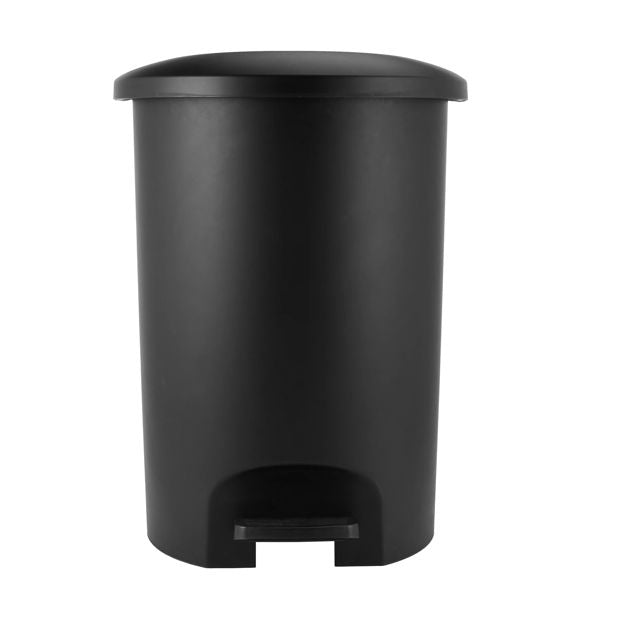 50L Plastic Rubbish Bin, Black - Anko