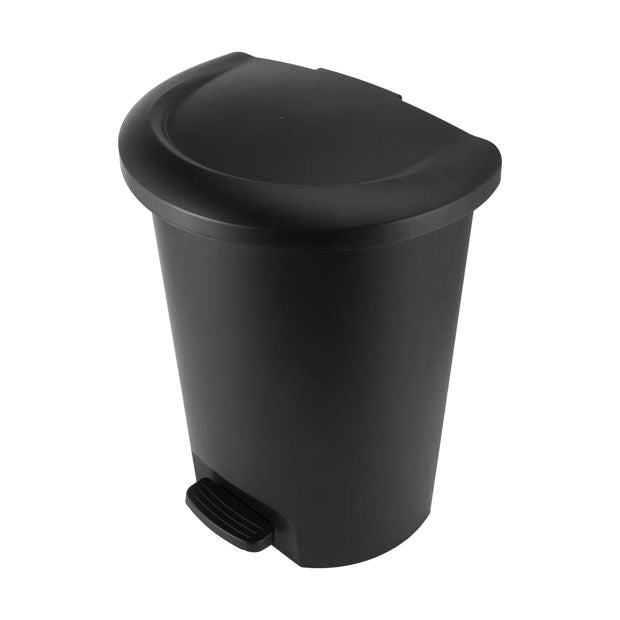50L Plastic Rubbish Bin, Black - Anko