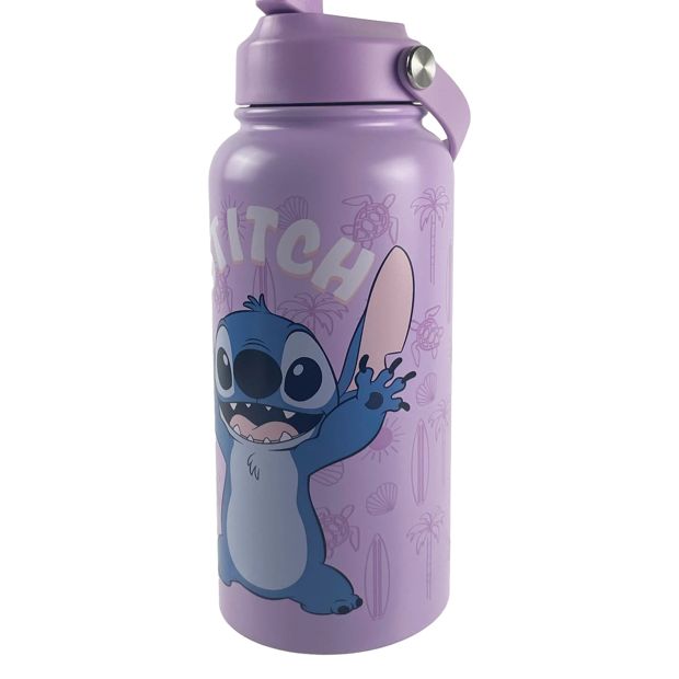 946ml Lilac Aloha Stitch Stainless Steel Cylinder Drink Bottle