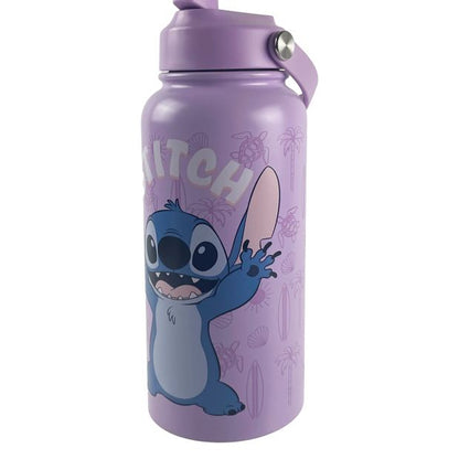 946ml Lilac Aloha Stitch Stainless Steel Cylinder Drink Bottle
