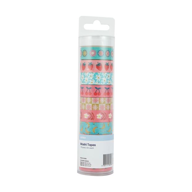 10 Pack Washi Tapes, Cute Fruit - Anko