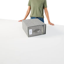 Linen Look Large Bed Linen Box, Charcoal - Anko