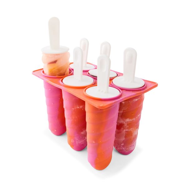 6 Pack Icy Pole Maker, Pink and Orange - Anko