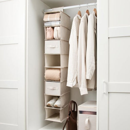 Linen Look Narrow Hanging Shelving with Drawers - Anko