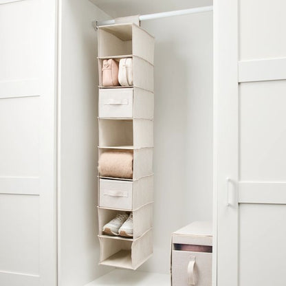 Linen Look Narrow Hanging Shelving with Drawers - Anko