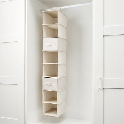 Linen Look Narrow Hanging Shelving with Drawers - Anko